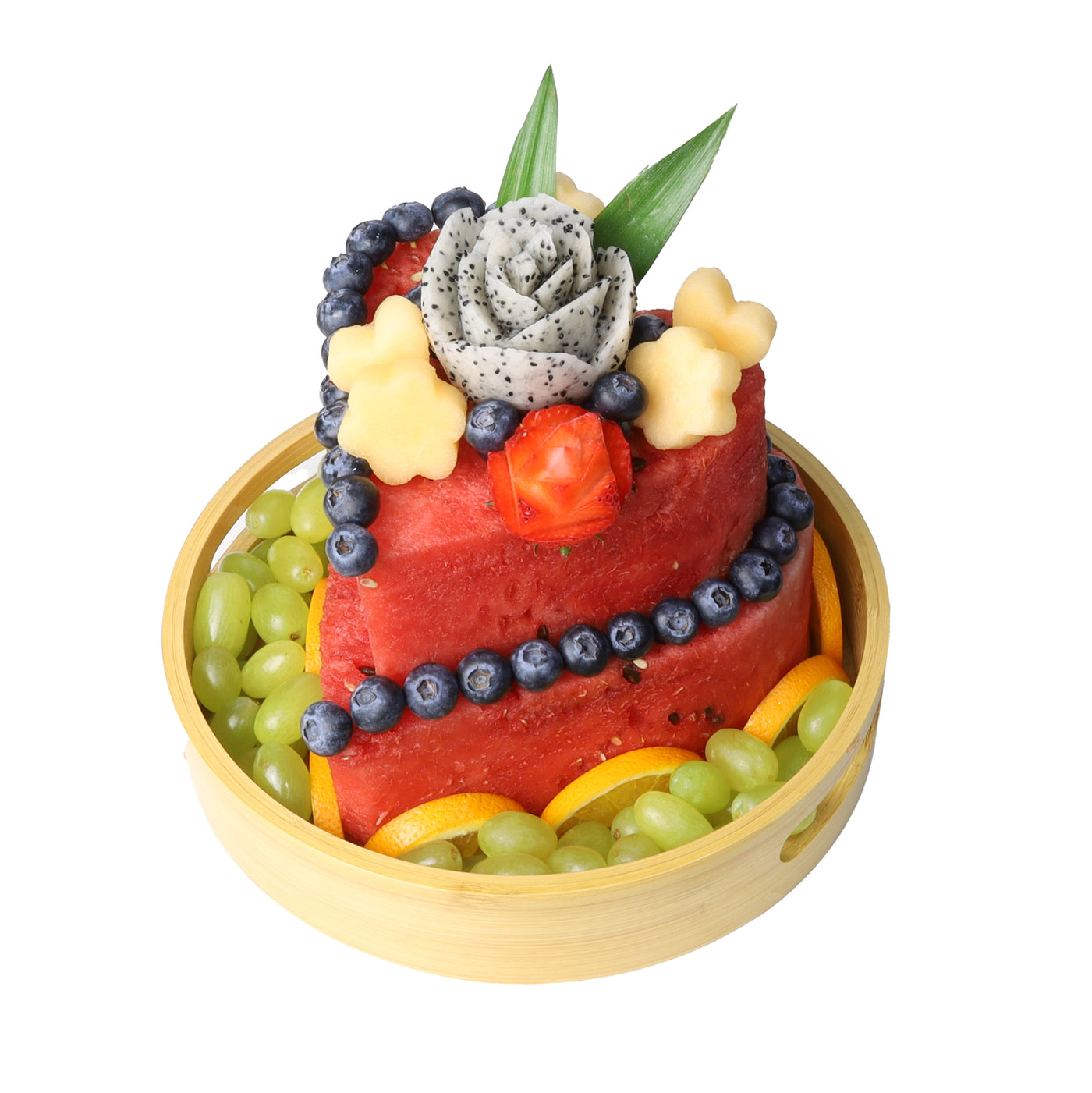 Buy Fruity Heart 2Tier Watermelon Cake Premium Fruit Cake UAE – Gulf Fruits